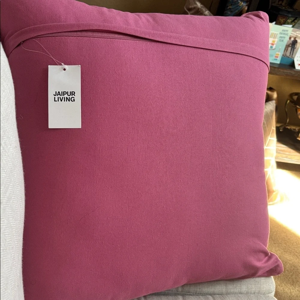 Jaipur Puebla Shazi Pink Tan Tribal Square Throw Pillow 24x24”